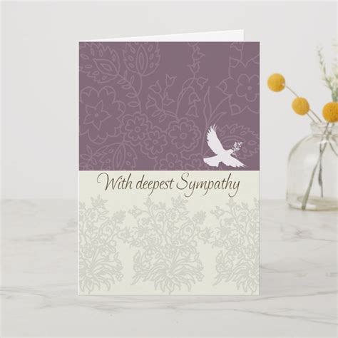 Sympathy Card With Dove Deepest Sympathy Zazzle Sympathy Cards