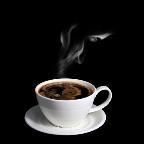 Coffee Cup With Smoke Isolated Black Background Isa Distribution