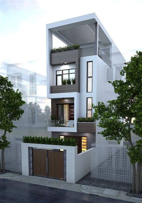 Modern Three Stories Building Exterior | Narrow house ...