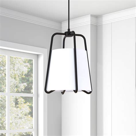 Midcentury 1 Light Pendant In Contemporary Blackened Bronze With White
