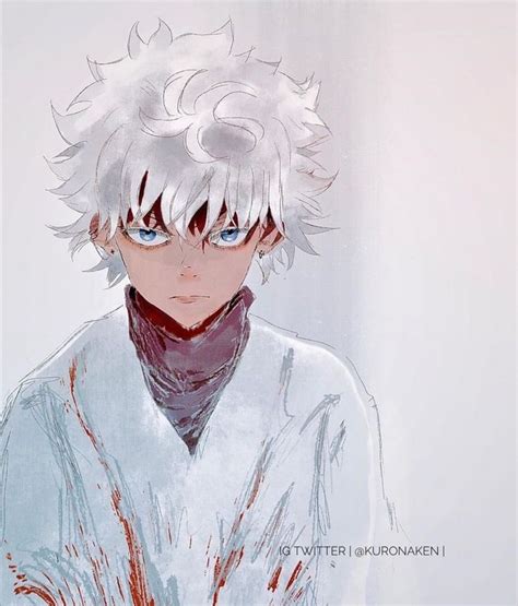 An Anime Character With White Hair And Blue Eyes Wearing A White Shirt
