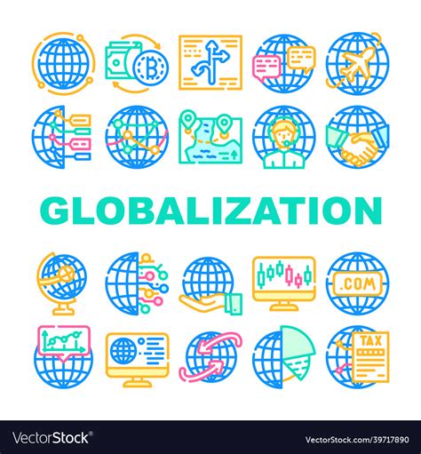 Globalization Worldwide Business Icons Set Vector Image