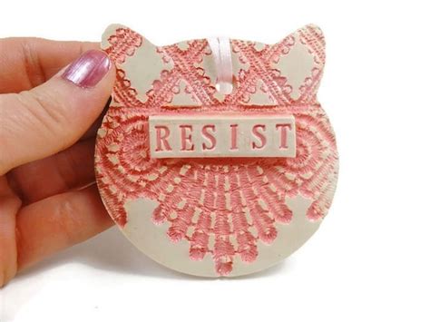Pink Pussy Cat Ornament Resist Ornament Grab Back Etsy
