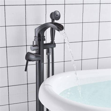 Senlesen Matte Black Bathroom Single Handle Freestanding Bathtub Faucet