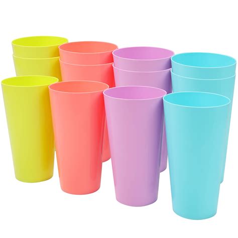 Belle Vous Coloured Plastic Cups 12 Pack 600ml20 Fl Oz Reusable
