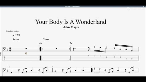 John Mayer Your Body Is A Wonderland Bass Tab Youtube
