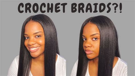 Straight Crochet Braids Ft Freetress Cuban Twist Revlon One Step Hair Dryer Brush Youtube