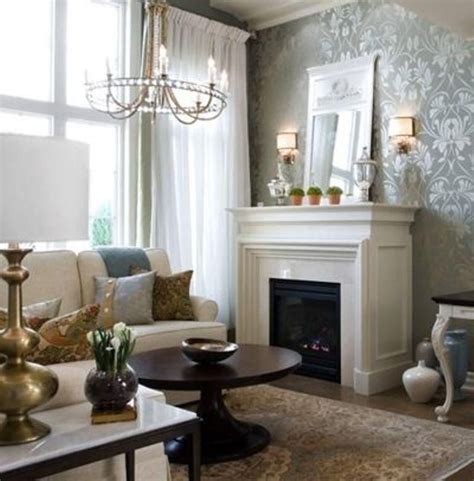 While you can always buy premade tape scrapbook paper together to create a quilted wall hanging. 30 Elegant and Chic Living Rooms with Damask Wallpaper ...