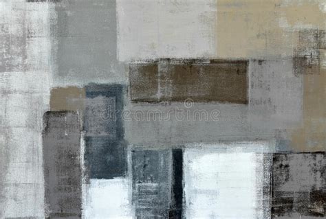 Grey And Beige Abstract Art Painting Stock Illustration Illustration