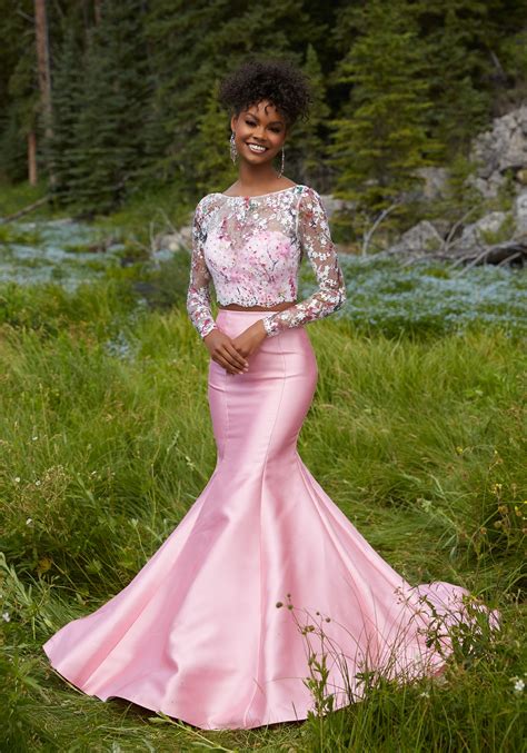 Two Piece Prom Dress With Larissa Satin Skirt Morilee Piece Prom