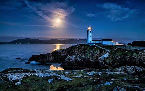 Buildings Lighthouse Blue Night Sky Hd Wallpaper Wallpaperbetter