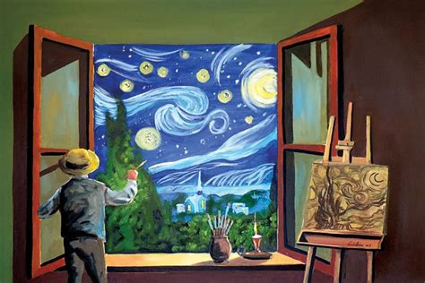 Van Gogh Paints The Starry Night Art Print By Gordon Bruce Icanvas
