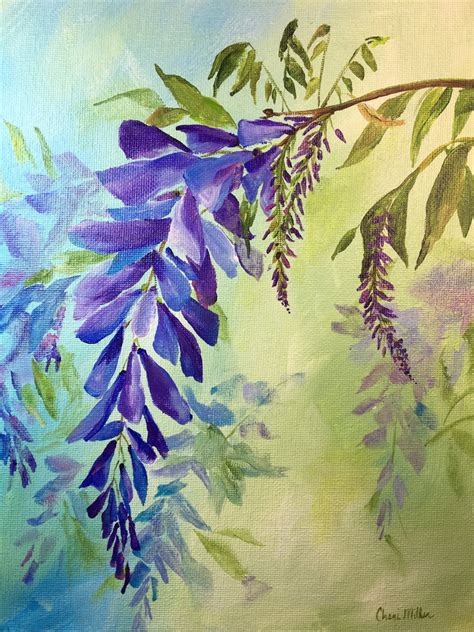 Wisteria Painting Floral Art Flower Painting Mothers Day T