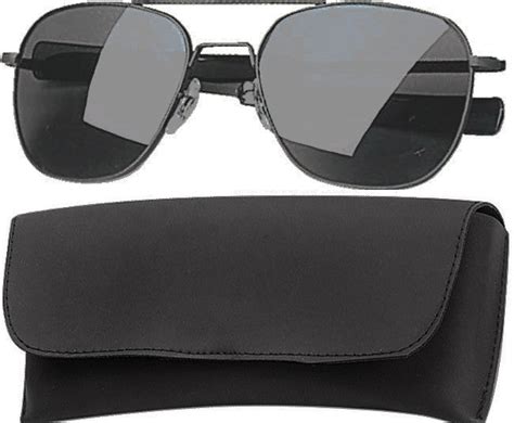 Black Military 52mm Air Force Pilots Aviator Sunglasses With Case Smoke Lenses Galaxy Army