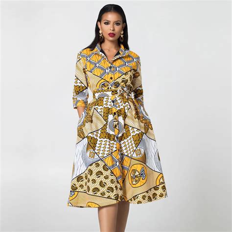 Summer New Design African Kitenge Fashion 100 Cotton Wax Print Stand Collar Women Dresses Odm
