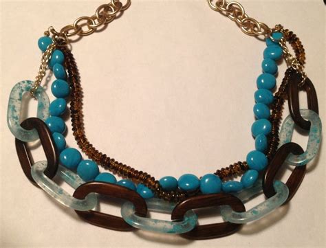 Vintage Multi Strand Lucite Chain With Turquoise Marbled Beads Etsy