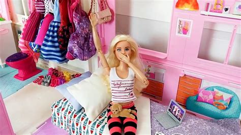 barbie house morning routine bedroom bathroom باربي البيت الصباح الروتين barbie casa rotina