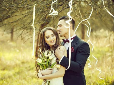 Happy Wedding Couple Stock Image Image Of Outdoors 129471099