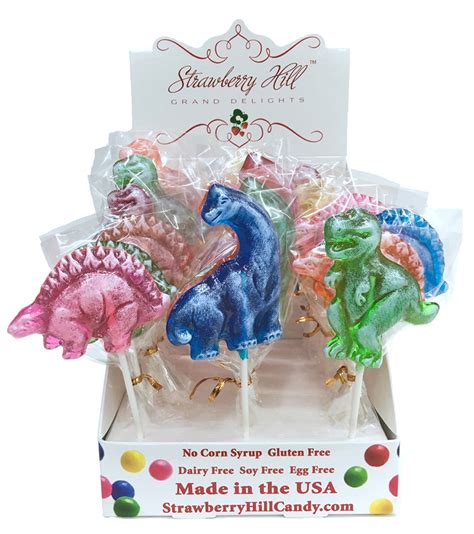 Assorted Dinosaur Lollipops Strawberry Hill Candy