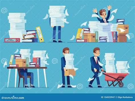 Unorganized Office Work Accounting Paper Documents Piles Disarray In