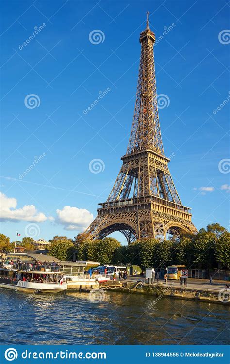 Eiffel Tower Taken From A Boat At Seine River Stock Image Image Of