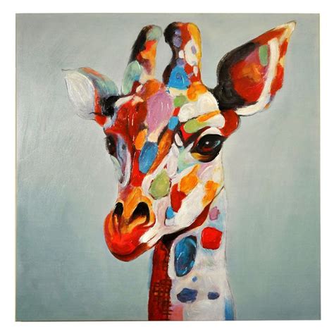 50 X 50 Colorful Giraffe Print On Canvas Abstract Animal Art Giraffe
