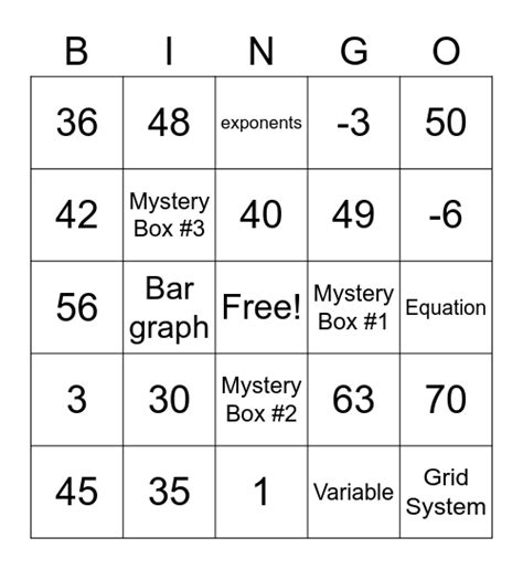 Math Bingo 128223 Bingo Card