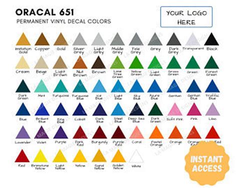 Oracal 651 Color Chart Permanent Vinyl Color Chart Printable Color