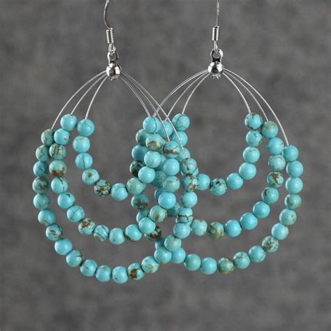 Turquoise Earrings Hoop Earrings Turquoise Jewelry Wedding Etsy