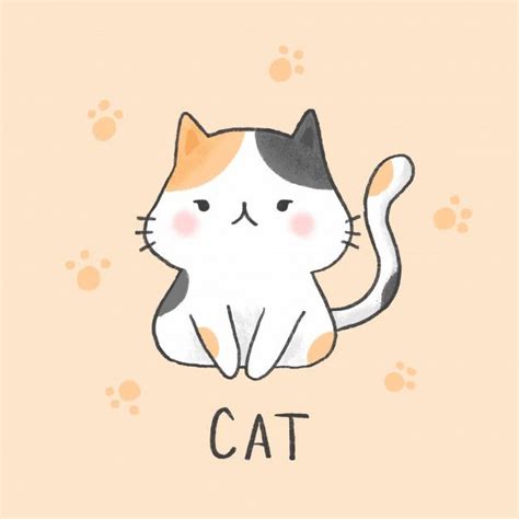 Cute Cat Cartoon Hand Drawn Style Premium Vector Cute Cat Drawing