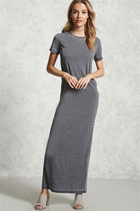 Style Deals A Knit T Shirt Maxi Dress Featuring A Round Neck Short