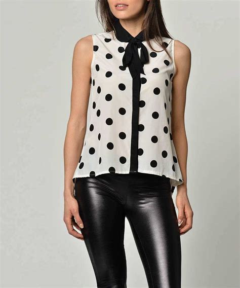 discount white and black polka dot blouse secretsales