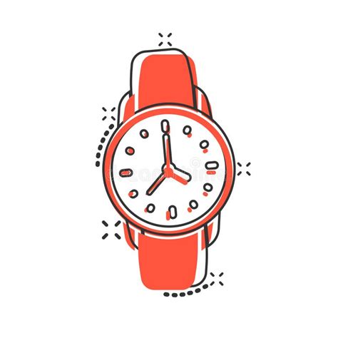 Wrist Watch Icon In Comic Style Hand Clock Cartoon Vector Illustration