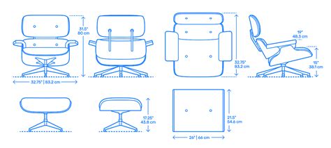 Eames Lounge Chair And Ottoman Dimensions And Drawings