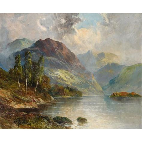 Francis E Jamieson Scottish Highlands Summer Loch Scene Signed
