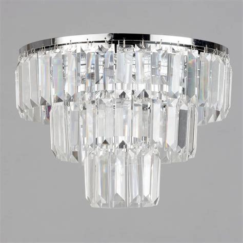 Prism 3 Tier Crystal Flush Ceiling Light Chrome And Glass