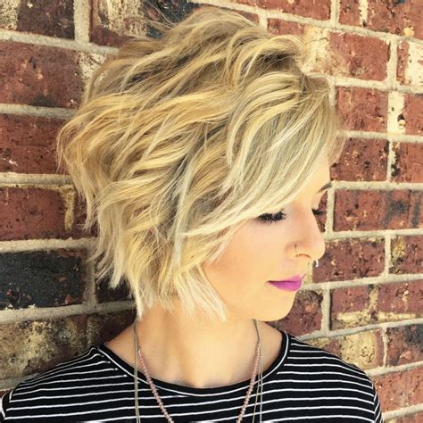 Wavy Golden And Ash Blonde Balayage Bob Short Shag Hairstyles Blonde