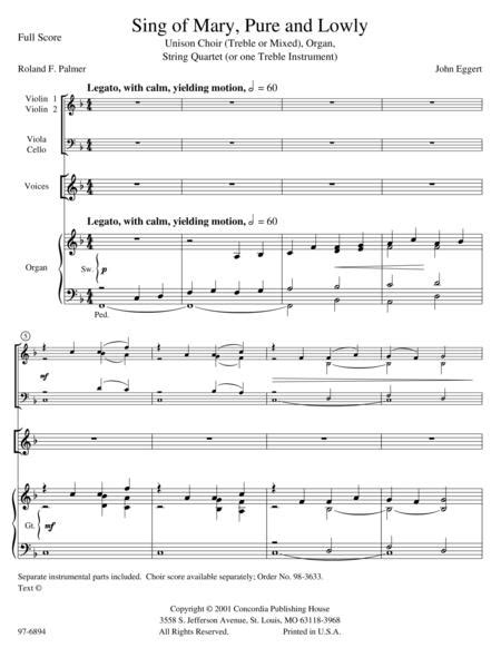 Sing Of Mary Pure And Lowly By John Eggert Score Sheet Music For