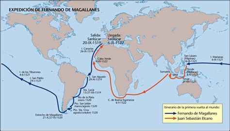 Ruta De La Expedición En Azul El Trayecto Comandado Por Magallanes En