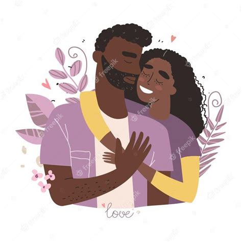 Happy Black Couple Cartoon