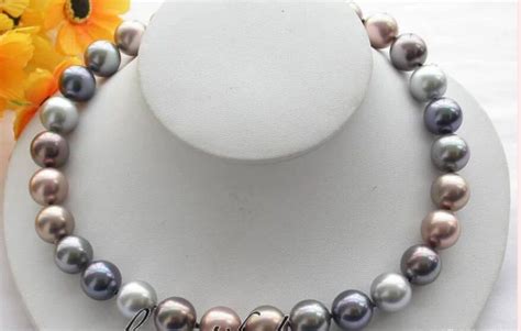 Free Shipping Mm Multicolor South Sea Shell Pearl Necklace