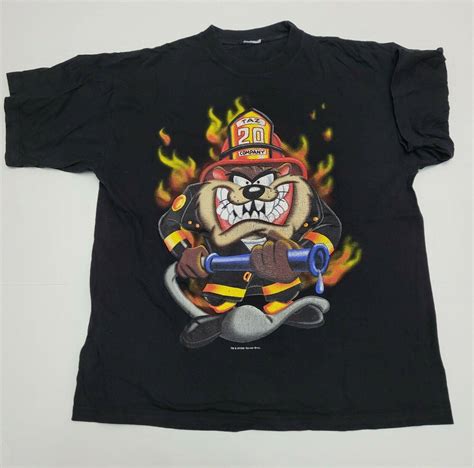 Vintage Vintage Looney Tunes Taz 1999 Firefighter Double Sided Grailed