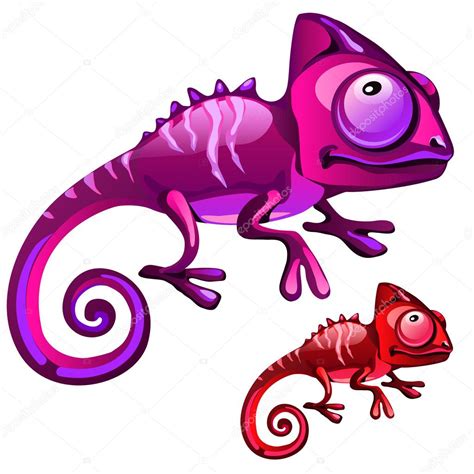 Dos Iguanas De Dibujos Animados En Color Rojo Y Púrpura 2022