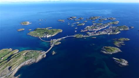 Scenic Aerial View Of Fishing Town Of Henningsvaer On Lofoten Islands