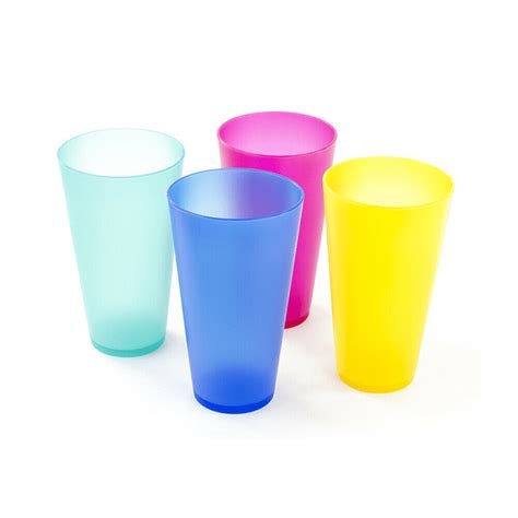 Colorful Reusable Plastic Cups Tumbler Cute Plastic Drinkware 4 Pack