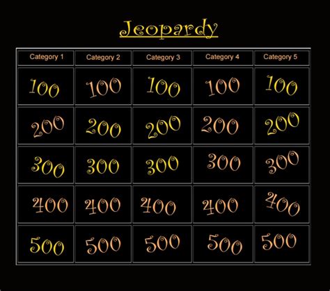 sample blank jeopardy templates   sample templates