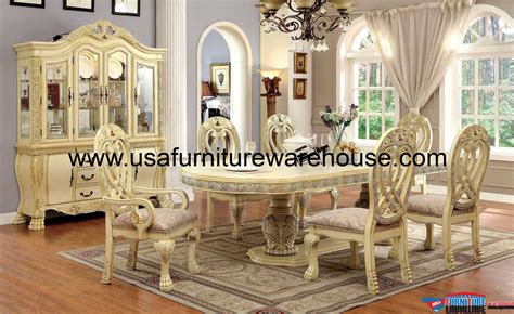 9 Piece Wyndmere Formal Dining Set In Whitewash Finish Usa Furniture