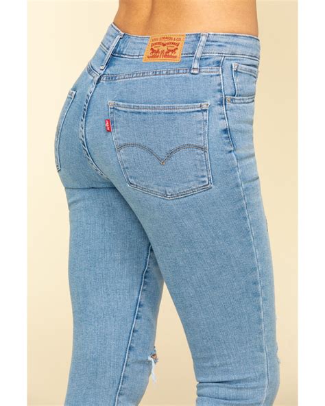 Levis Womens 721 Light Wash High Rise Distressed Skinny Jeans Sheplers