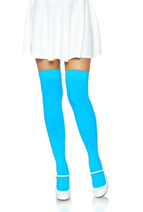 Neon Blue Nylon Thigh Highs Perth Hurly Burly