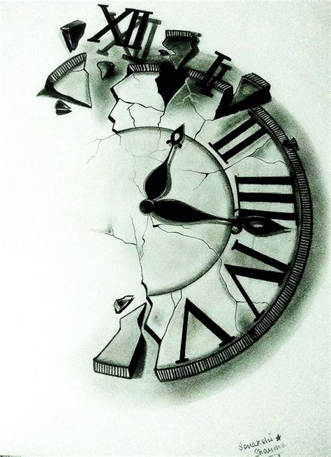 Broken Clock Pencil Drawing Clock Tattoo Watch Tattoos Watch Tattoo